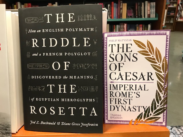 Två nyinkomna titlar på avd. Classical Studies: The Riddle of the Rosetta och The Son´s of Caesar. Imperial Rome´s First Dynasty